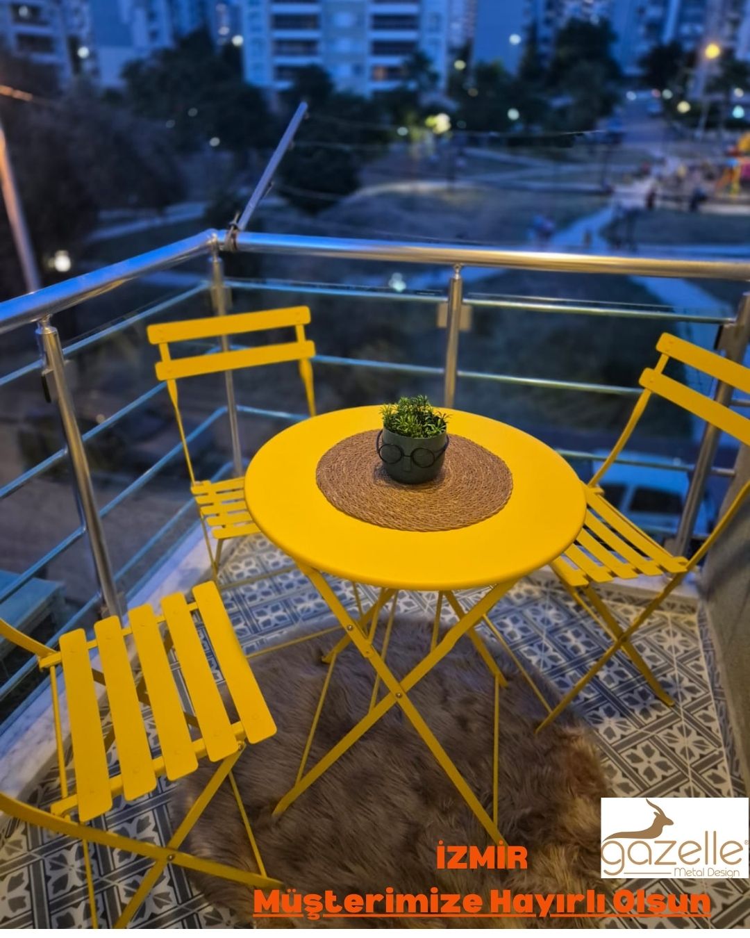 Bistro Serisi Yuvarlak Set Sarı